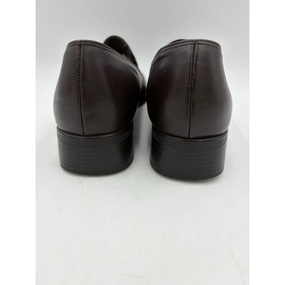 Munro Women 10 Narrow SS Dark Brown Leather Loafers Dress Shoe Low Heel USA EUC